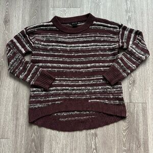 Calvin Klein Jeans Striped Burgundy and White Women's Sweater Size M